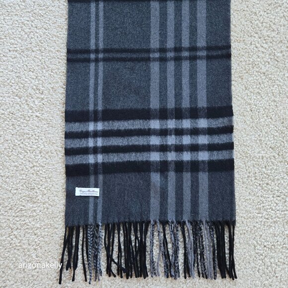 Enzo Mantovani Accessories - Enzo Mantovani Wool Cashmere Woven Plaid Scarf Black Grey